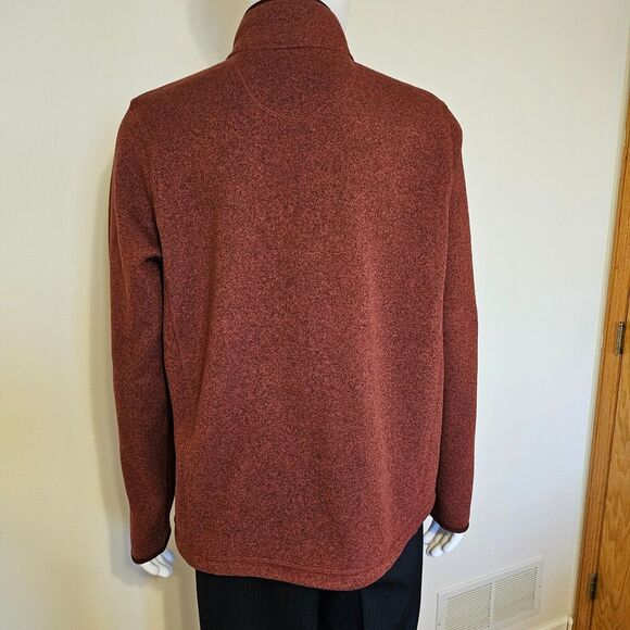 LL Bean Mens Jacket Large Regular Rust Knit Slightly Fitted Casual Fleece - Picture 3 of 14